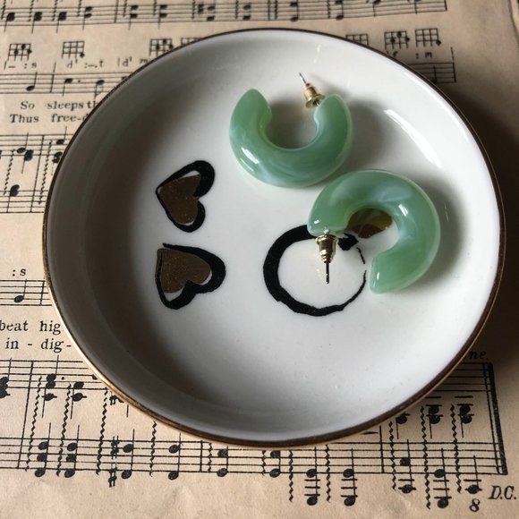 $15 ๐ 2 For $20 Vintage Style Hoop Earrings, Mint Green Acrylic Earrings - Picture 1 of 7